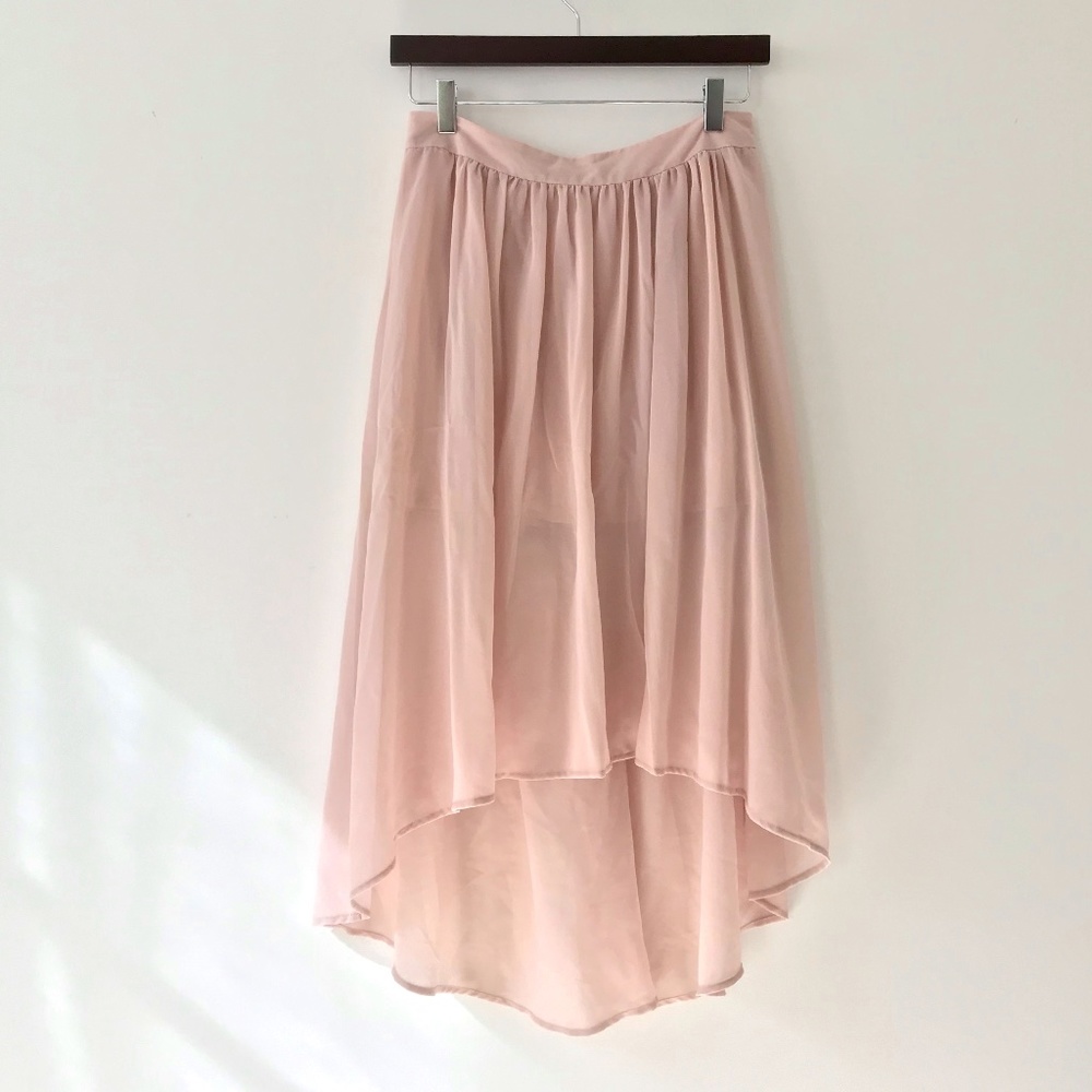 Wilster Light Pale Pink High Low Chiffon Skirt